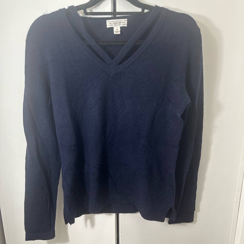 St. John Sport Navy Cashmere Sweater